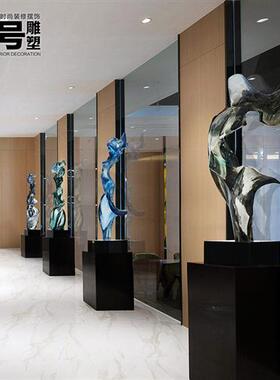 现代轻奢透明树脂雕塑摆件酒店大堂抽象艺术售楼处过道落地装饰品