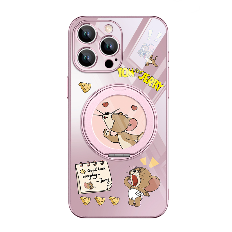 适用iPhone苹果华为小米16promax手机壳磁吸带支架15猫和老鼠情侣14plus卡通13mate60支点壳12pm指环扣pura70 - 图3