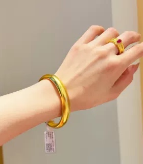 NGTC权威国检证书金包银泥鳅背心经古法素圈足银手镯送礼过节礼物