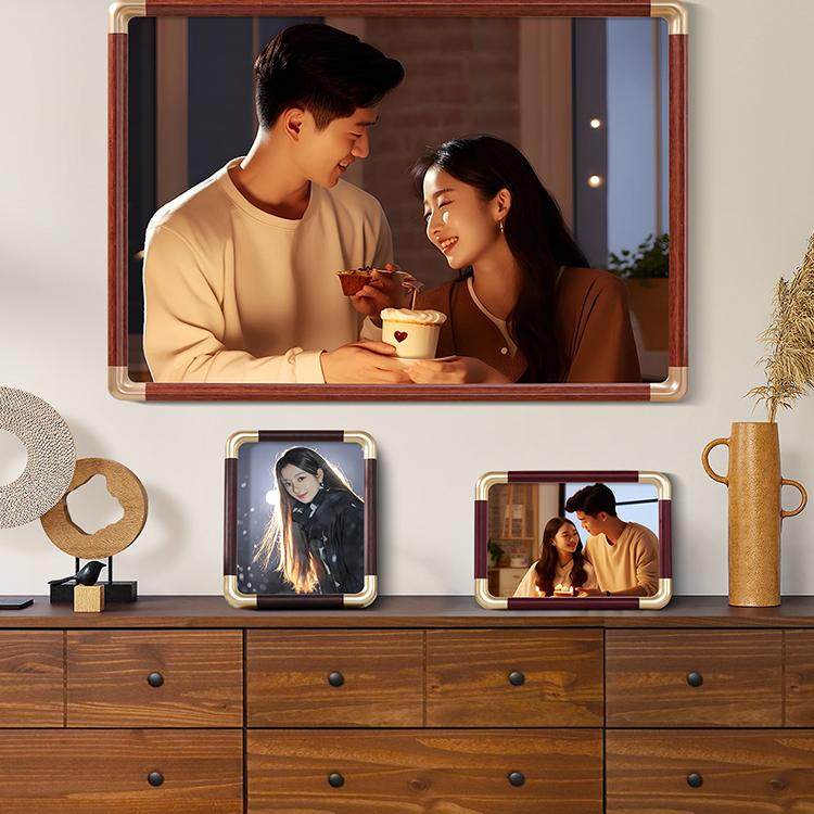 仿铜角实木相框空框加打印照片定制高级感任意尺寸冲洗相册画挂墙,淘宝优惠券,粉丝福利购,淘宝优惠卷