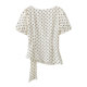 Enos Wangjing 2026 Summer Polka Dot Puff Sleeve Shirt Women's Summer Waist Tie Slimming Top 0354