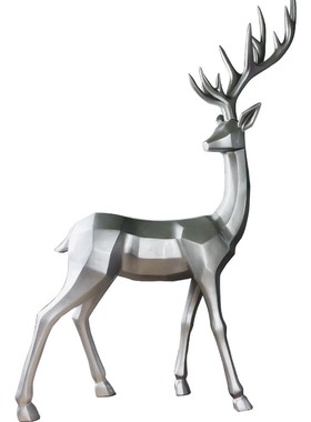 户外几何块面鹿雕塑花园林景观造景抽象梅花鹿草地玻璃钢装饰摆件