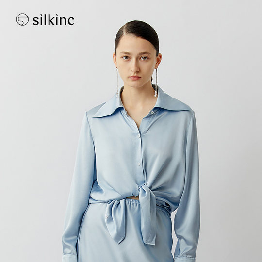 丝所经典系列100%桑蚕丝水晶宽领真丝衬衫高级纯色上衣锦鲤衫