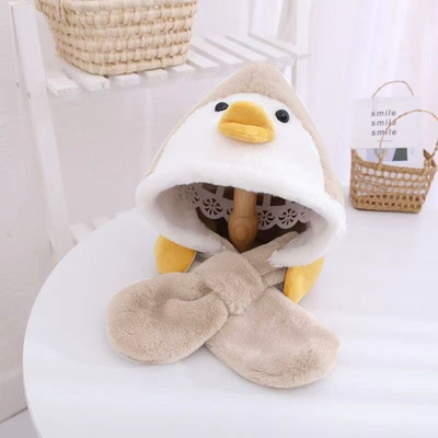 围巾帽子一体帽宝宝婴儿保暖护耳