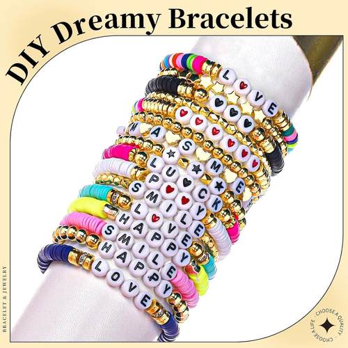 Gold Spacer Letter Beads Set Diy Bracelet Making For Girls - 图1