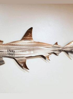 海洋动物壁挂公园摆件鲨鱼铁艺工艺装饰品不锈钢家居金属外贸跨境