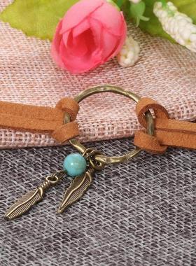 clavicle chain retro necklace leaf pendant leather choker 新