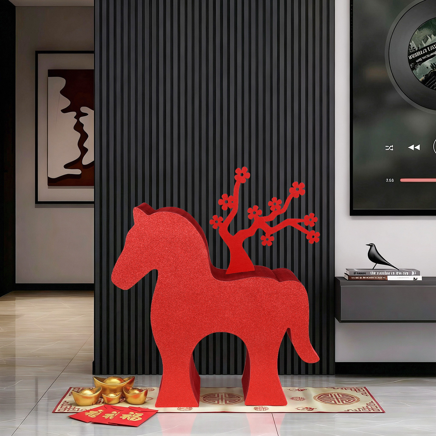 马年吉祥物新年味氛围装饰电视柜旁边入户玄关落地大摆件乔迁新居,淘宝优惠券,粉丝福利购,淘宝优惠卷