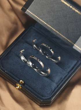 艺升缘珠宝时光印对戒定制S925银镶嵌莫桑石情侣对戒原创设计