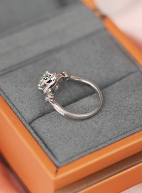 艺升缘珠宝星河戒指定制S925银一克拉莫桑石天然蓝宝石女士钻戒原