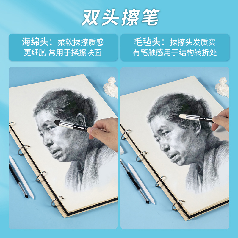 卡西米尔素描擦刀细节揉擦笔绘画工具套装美术生速写艺考专用灰面笔纸擦笔手绘画画高光阴影过渡专业揉擦海绵-图2