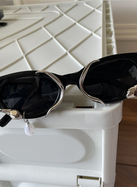 珍珠耳环水滴墨镜个性小众太阳眼镜小脸猫眼高级感潮流男女眼镜