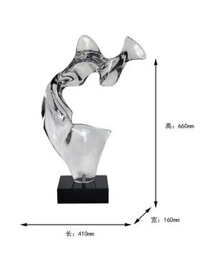 现代样板房客厅玄关轻奢雕塑摆件酒店大堂透明树脂装饰落地艺术品