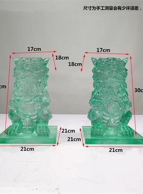 新中式落地透明树脂招财狮子摆件门口玄关书房别墅拴马柱动物雕塑
