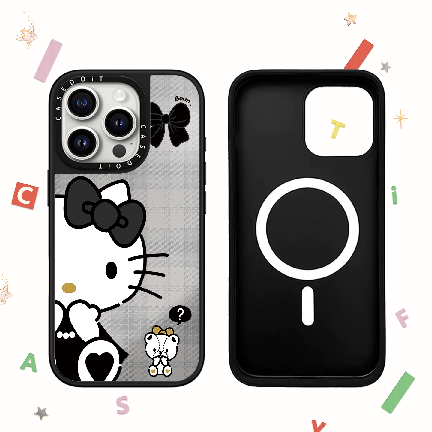 C家MagSafe磁吸黑白小香风Kitty猫适用iphone17手机壳16promax苹果15pro镜面14plus日韩ins时尚13/Air/12,淘宝优惠券,粉丝福利购,淘宝优惠卷