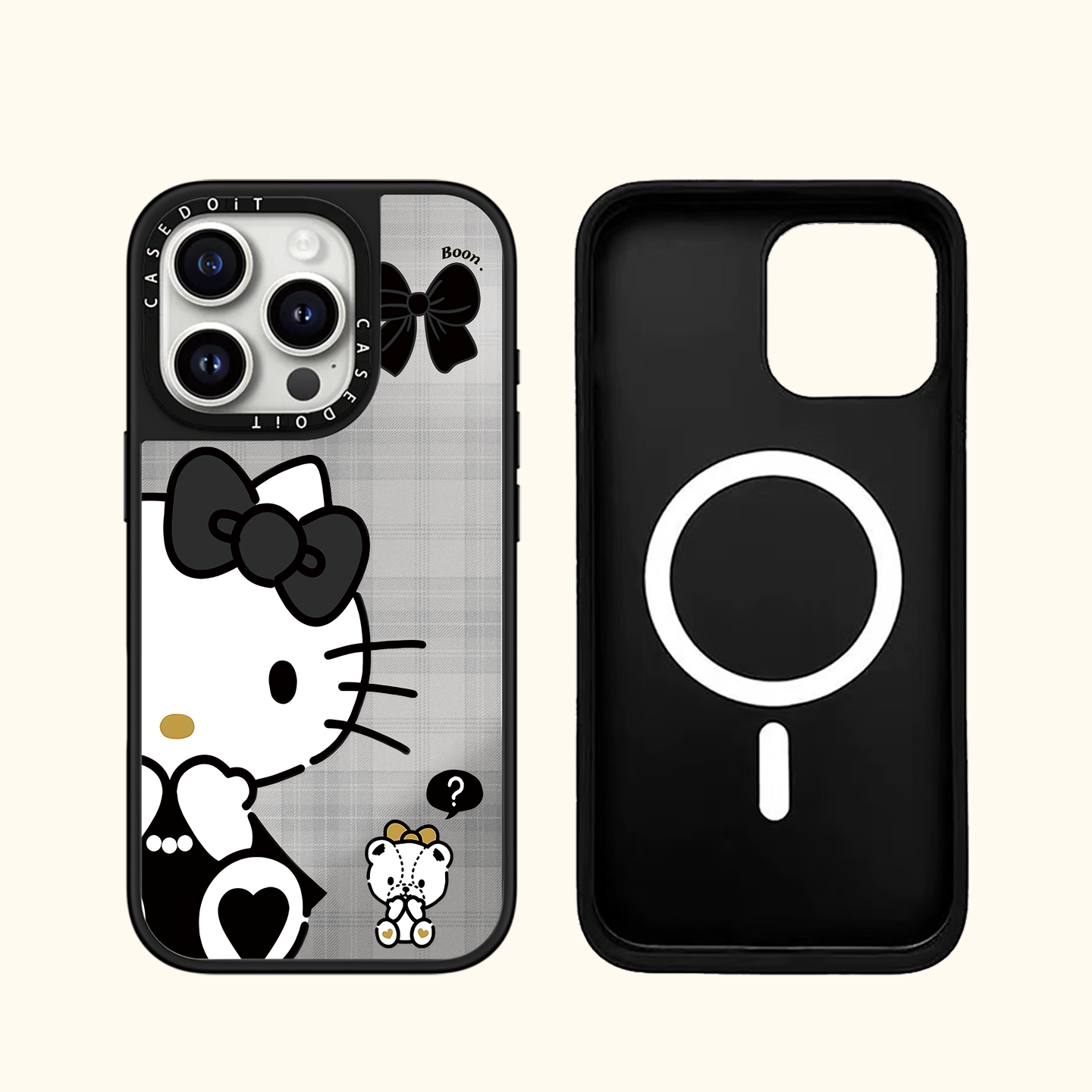 C家MagSafe磁吸黑白小香风Kitty猫适用iphone17手机壳16promax苹果15pro镜面14plus日韩ins时尚13/Air/12,淘宝优惠券,粉丝福利购,淘宝优惠卷