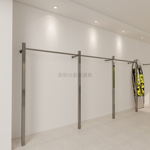 女装店挂衣架上墙现代简约不锈钢服装展示架落地式可拆装定制衣架 - 图1