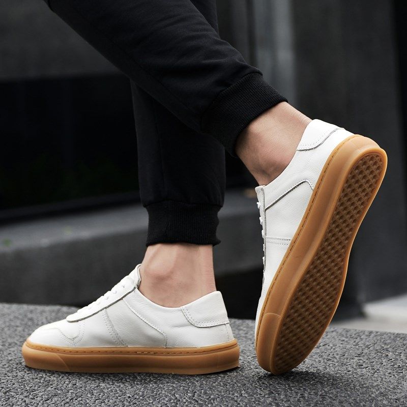 头层牛皮男鞋真皮软底小白鞋男士英伦风休闲鞋复古德训板鞋牛筋底,淘宝优惠券,粉丝福利购,淘宝优惠卷