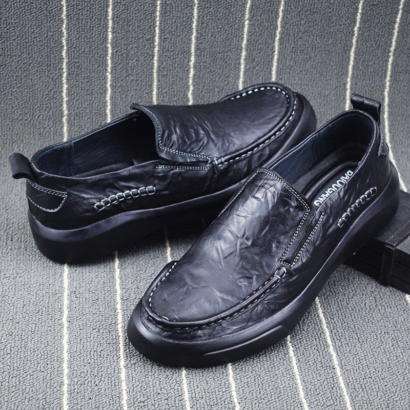 外贸头层牛皮男鞋新品男士真皮商务休闲皮鞋百搭套脚软底软面鞋子,淘宝优惠券,粉丝福利购,淘宝优惠卷