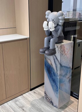 大理奢石摆件底座客厅玄关增w高摆台立柱橱窗展示展览台岩板花架