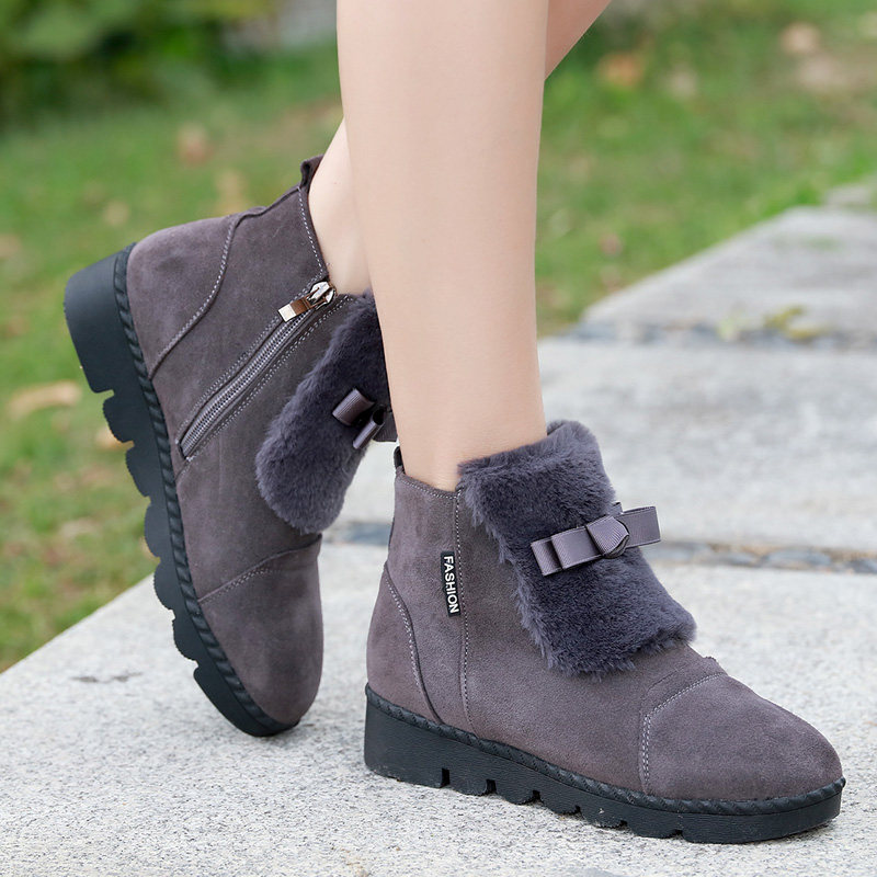 磨砂皮雪地靴女冬季保暖平底短靴加绒加厚底棉鞋大尺码平跟软底棉,淘宝优惠券,粉丝福利购,淘宝优惠卷