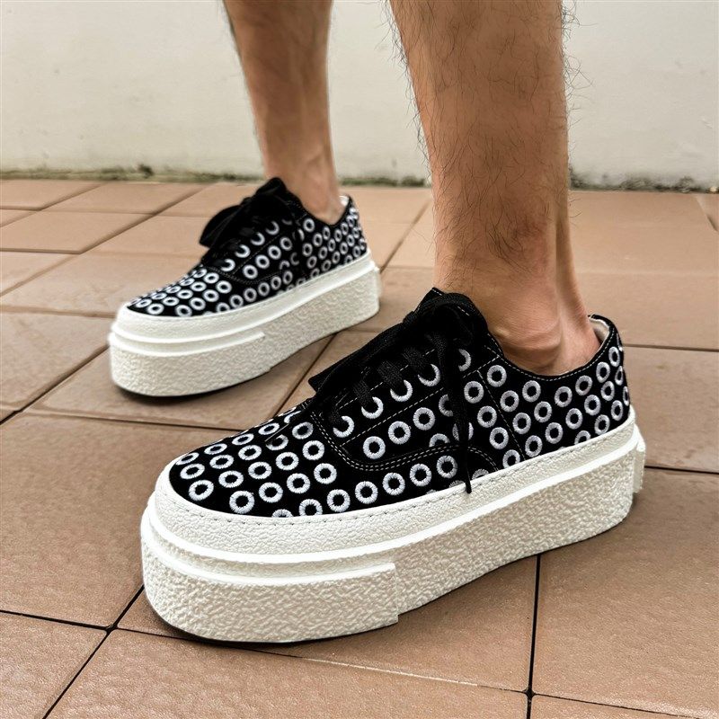 【帽子先森】刺绣圈圈厚底德训鞋男真皮松糕鞋欧货低帮鞋国潮板鞋,淘宝优惠券,粉丝福利购,淘宝优惠卷