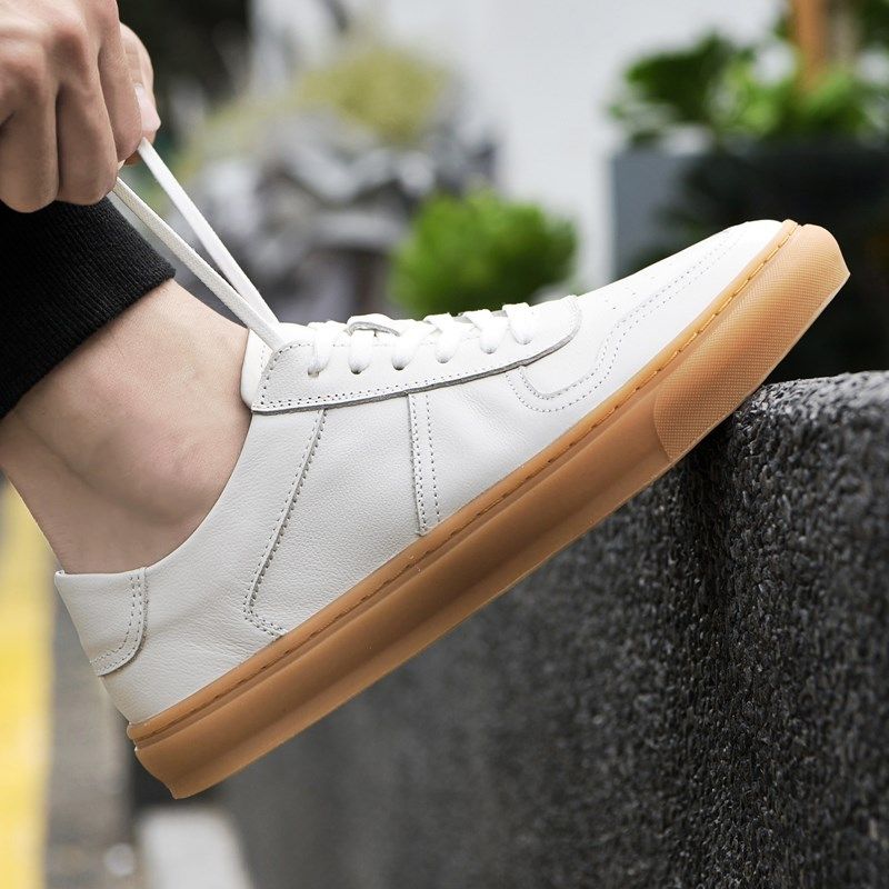 头层牛皮男鞋真皮软底小白鞋男士英伦风休闲鞋复古德训板鞋牛筋底,淘宝优惠券,粉丝福利购,淘宝优惠卷