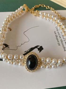 新品 复古优雅珍珠项链赫本风气质百搭法式锁骨链旗袍礼服配饰女