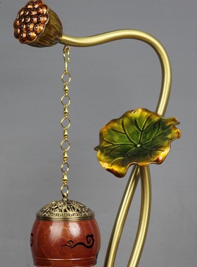 全铜荷塘月色音乐香炉办公室悬挂中式铜摆件铜香炉家居铜工艺品