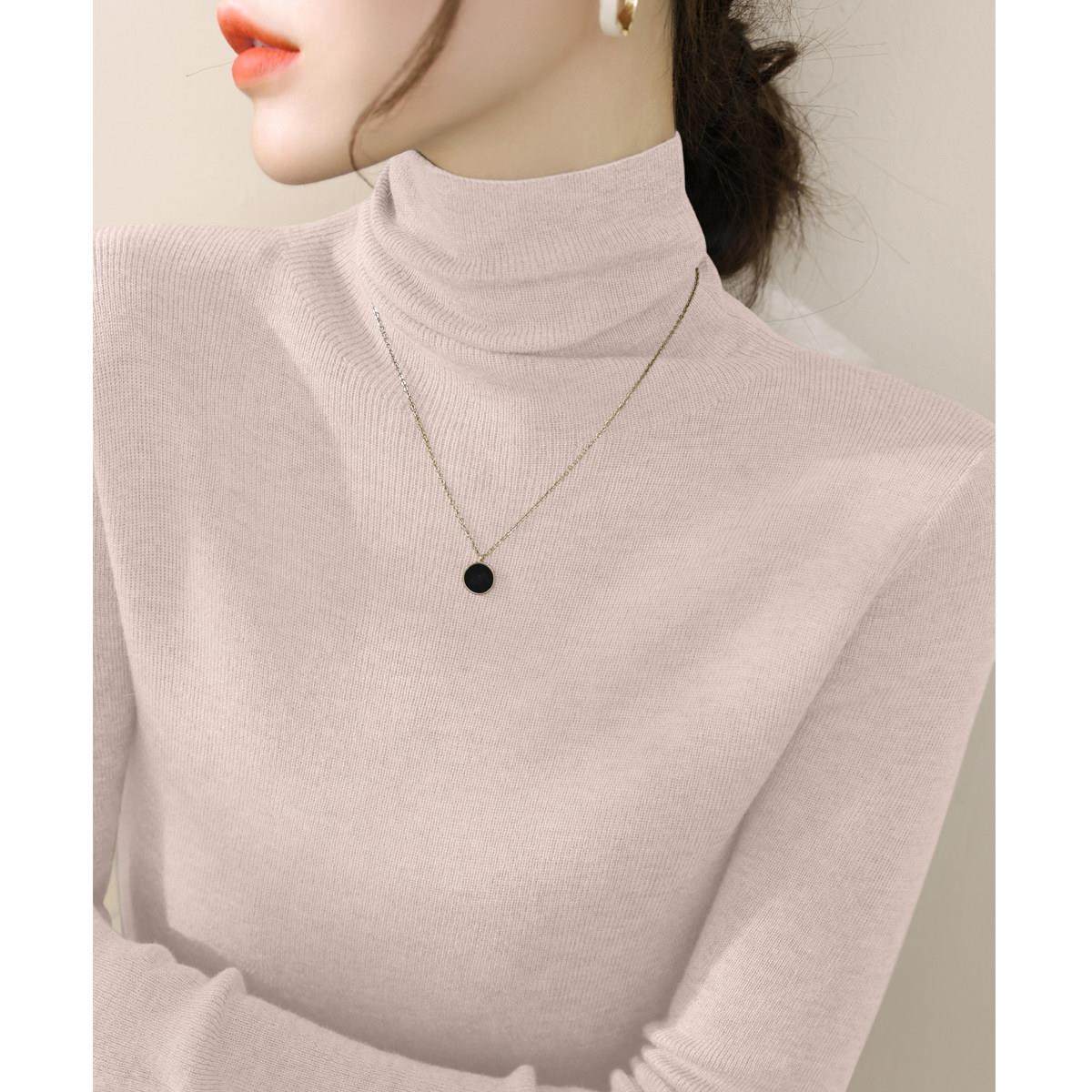 配羊毛大衣内搭绿色高领毛衣女秋冬新款洋气高级感软糯针织打底衫,淘宝优惠券,粉丝福利购,淘宝优惠卷