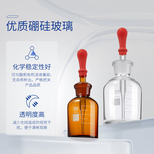 湘玻加厚玻璃滴瓶实验室用带刻度小滴瓶精油分装滴管药瓶点滴瓶透明棕色胶头英式滴管瓶30 60 125ml - 图0