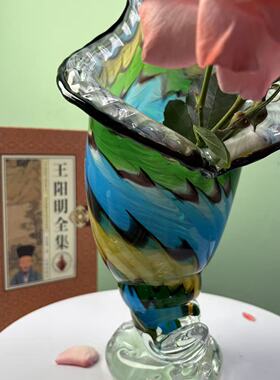 琉璃海螺花瓶手工制品海洋仿真海螺摆件玄关桌面琉璃海螺花瓶摆件