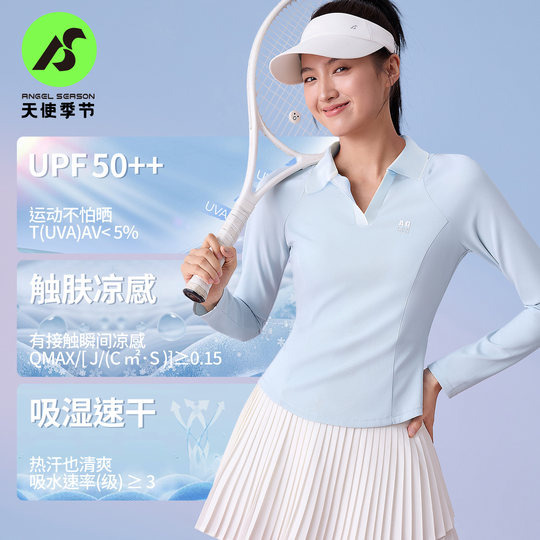 Angel Season Badminton Wear Women's Quick-Drying Sports Suit Polo Shirt Beautiful Tennis Wear Long Sleeve Top T-Shirt