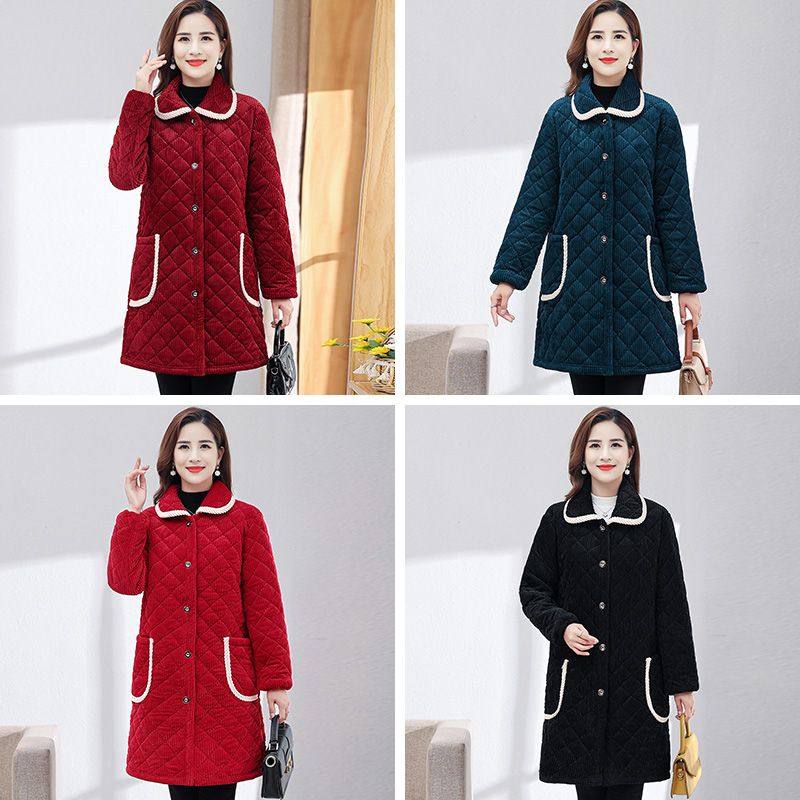 四川省服翻领罩衣女外穿保暖棉大衣洋气妈妈冬装加绒加厚棉衣外套,淘宝优惠券,粉丝福利购,淘宝优惠卷