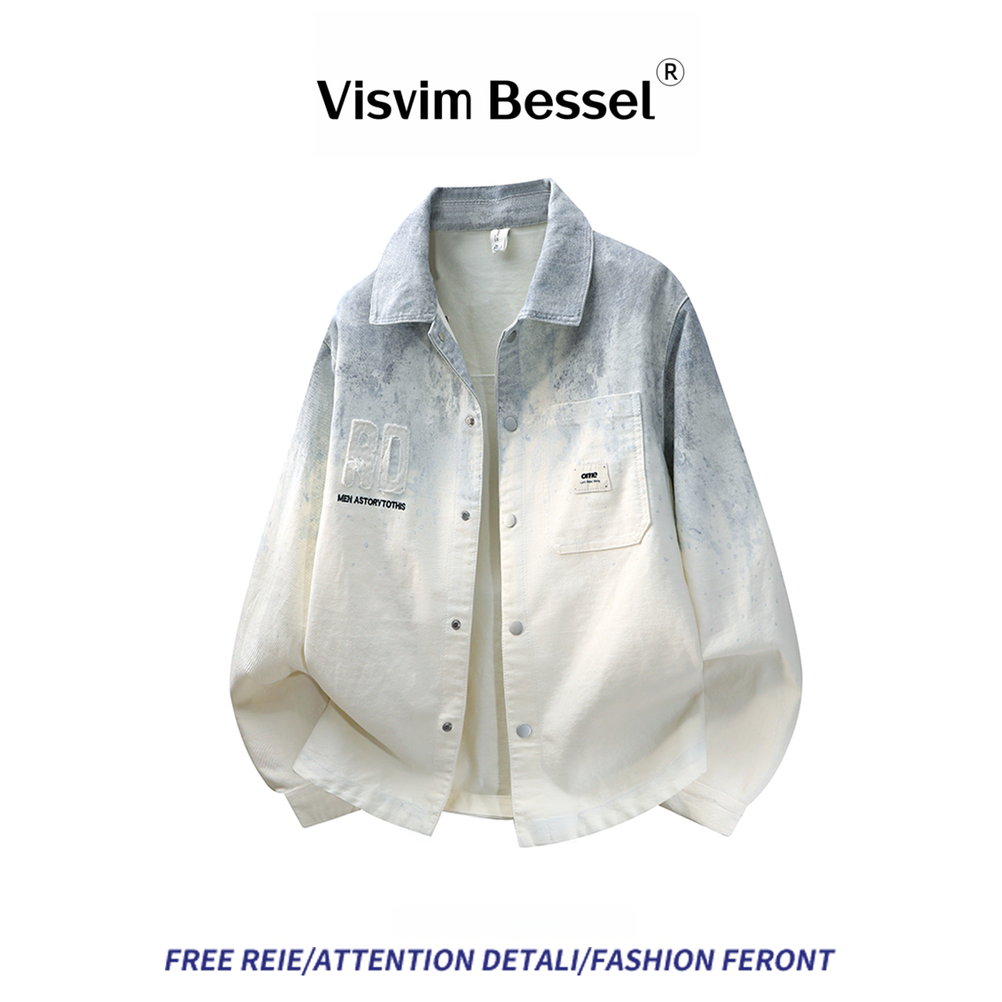 VISVIM BESSEL高端渐变牛仔夹克潮流开衫长袖衬衫男宽松翻领外套,淘宝优惠券,粉丝福利购,淘宝优惠卷