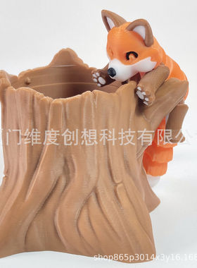 跨境3d打印玩具狐狸树洞关节可活动摆件儿童节日礼物亚马逊TK摆摊
