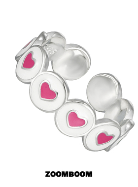 ZOOMBOOM 925纯银滴油粉色爱心开口戒指女甜美日韩可调节指环
