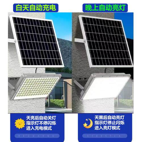 分体式太阳能灯庭院灯超亮室内大功率投光灯施工篮球场射灯一拖二 - 图0