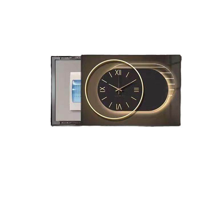 现代简约电表箱装饰画免打孔带钟表电闸开关盒挂画弱电源箱遮挡画 - 图3