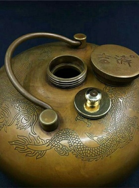 老式铜怀炉龙凤黄铜暖手宝壶汤婆子加厚古炉热水壶冬天男女仿古炉