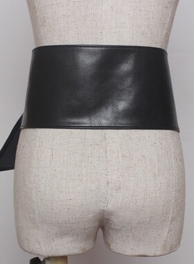 秋冬简约圆环针扣不规则PU仿皮宽腰封装饰连衣裙百搭休闲宽腰带