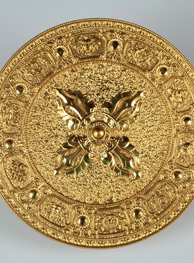 日月款曼扎盘纯铜雕花加厚37堆曼达修盘10cm藏式供奉用品供曼茶罗