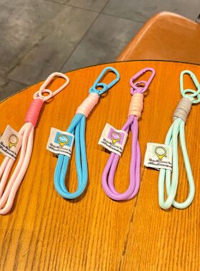 简约风手工编织绳撞色挂绳钥匙扣