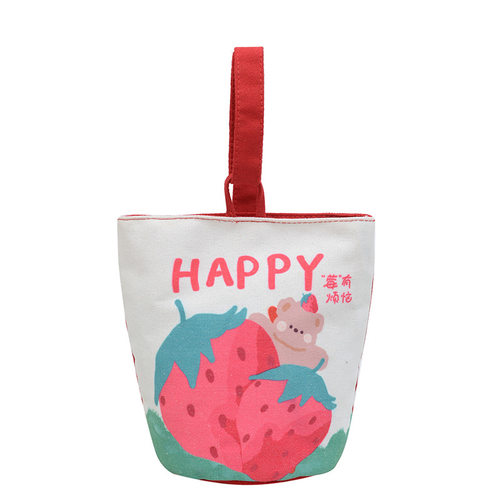 帆布水桶包礼品袋原创卡通帆布手提包满月宴伴手礼布袋可爱小拎包 - 图3