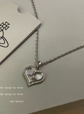 贝母土星项链合金爱心女