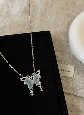 蝴蝶水晶项链合金锁骨链女