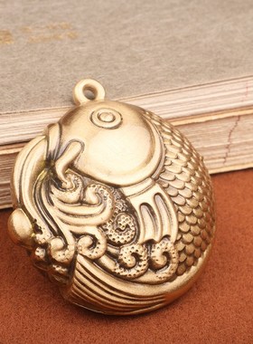 复古实心鲤鱼文玩随身手把件盘玩锦鲤黄铜工艺礼品挂件吊坠小摆件