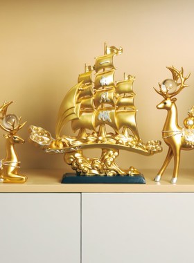 新中式一帆风顺帆船摆件招财旺宅客厅酒柜办公室装饰品工艺品礼物