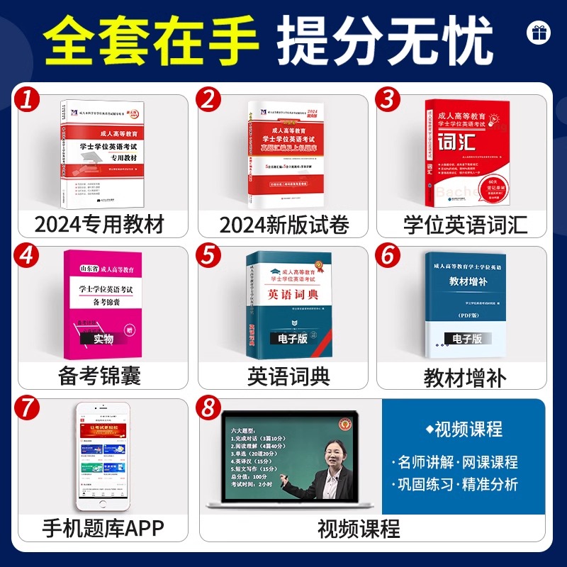 湖南省2024天一成考自考成教函授成人高等继续教育本科生学士学位英语水平考试专用教材历年真题试卷题库视频课程网课大纲复习指南 - 图0