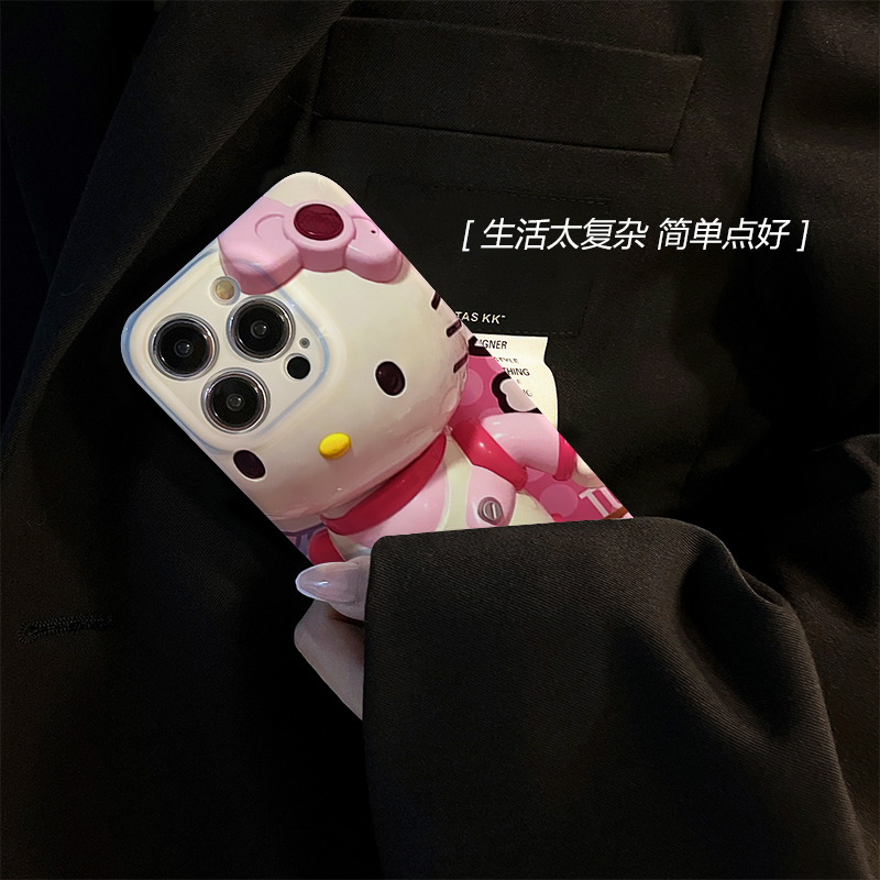 适用于iphone15promax苹果15手机壳11粉色hellokitty凯蒂猫新款13/14pro的菲林壳xr网红情侣xs高级感12卡通女-图0